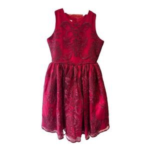 Chasing Fireflies Sz 12 Girls Red Lace Party Dress Fancy Princess‎ Party